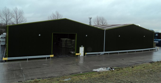 Steel buildings used for warehousing including skylights